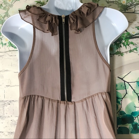 Tramp Semi Sheer Brown Ruffled Top Small - Picture 5 of 7